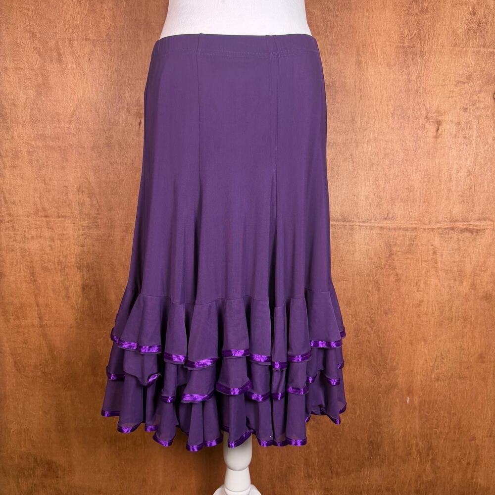 Purple ruffle skirt midi swing dance skirt one size (XS small to medium)